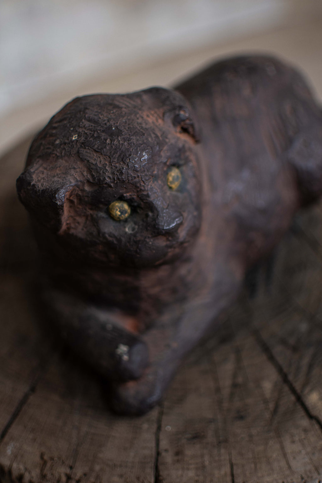 Studio Pottery Reclining Dog Figurine