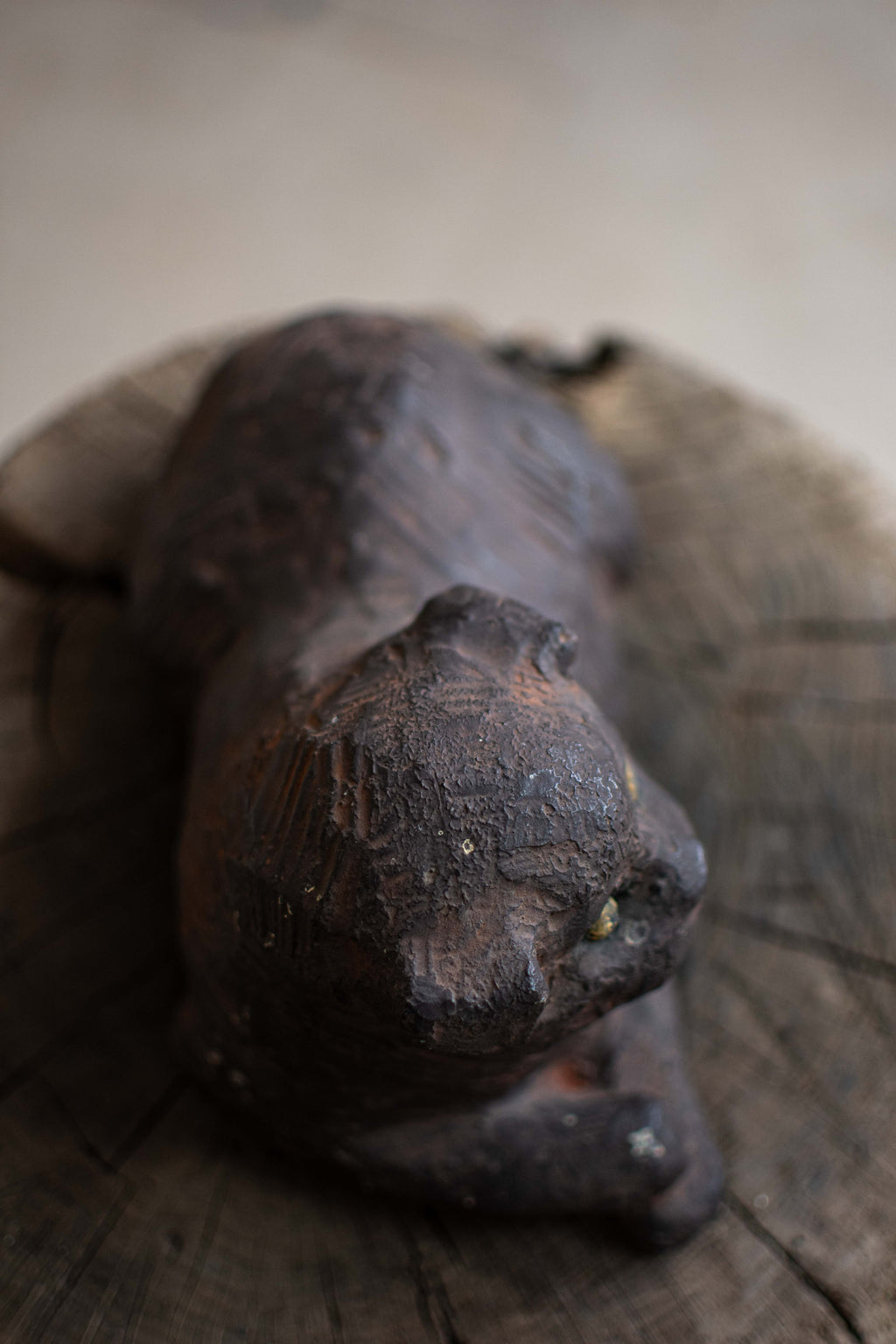 Studio Pottery Reclining Dog Figurine