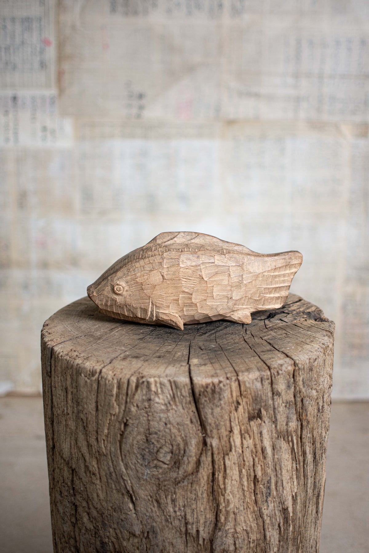 Hand-Carved Wooden Fish Figurine (Kibori)