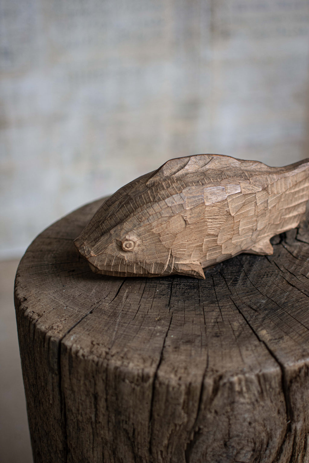 Hand-Carved Wooden Fish Figurine (Kibori)