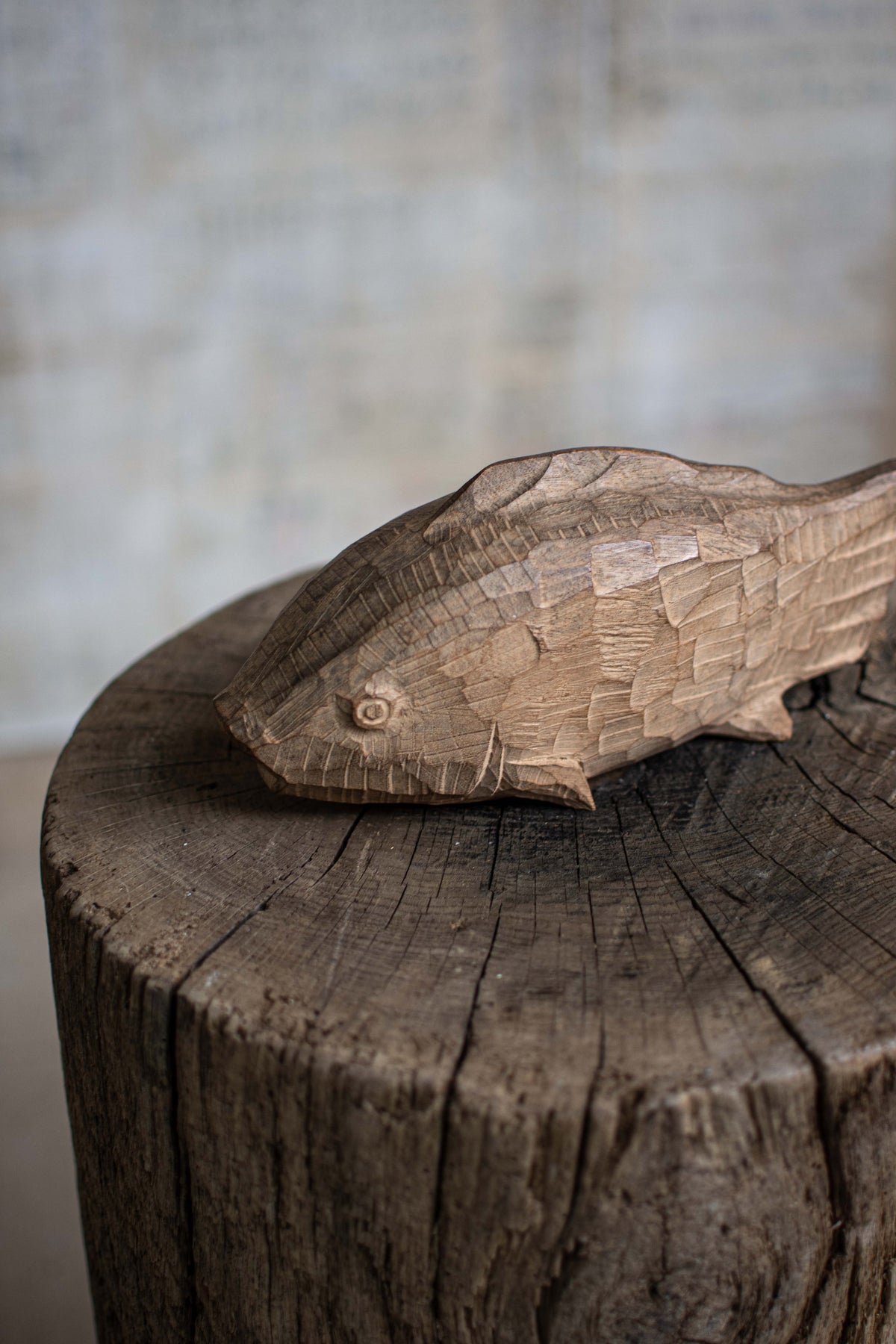 Hand-Carved Wooden Fish Figurine (Kibori)