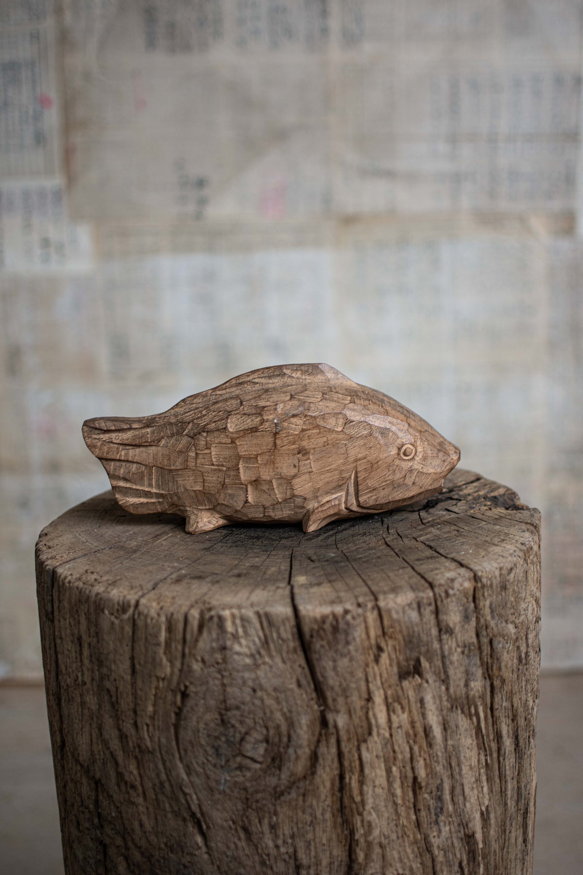 Hand-Carved Wooden Fish Figurine (Kibori)