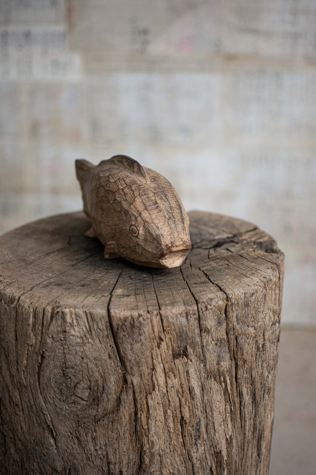 Hand-Carved Wooden Fish Figurine (Kibori)