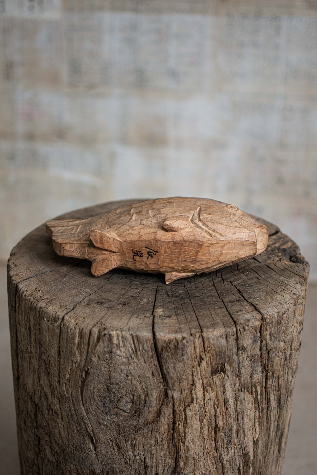 Hand-Carved Wooden Fish Figurine (Kibori)