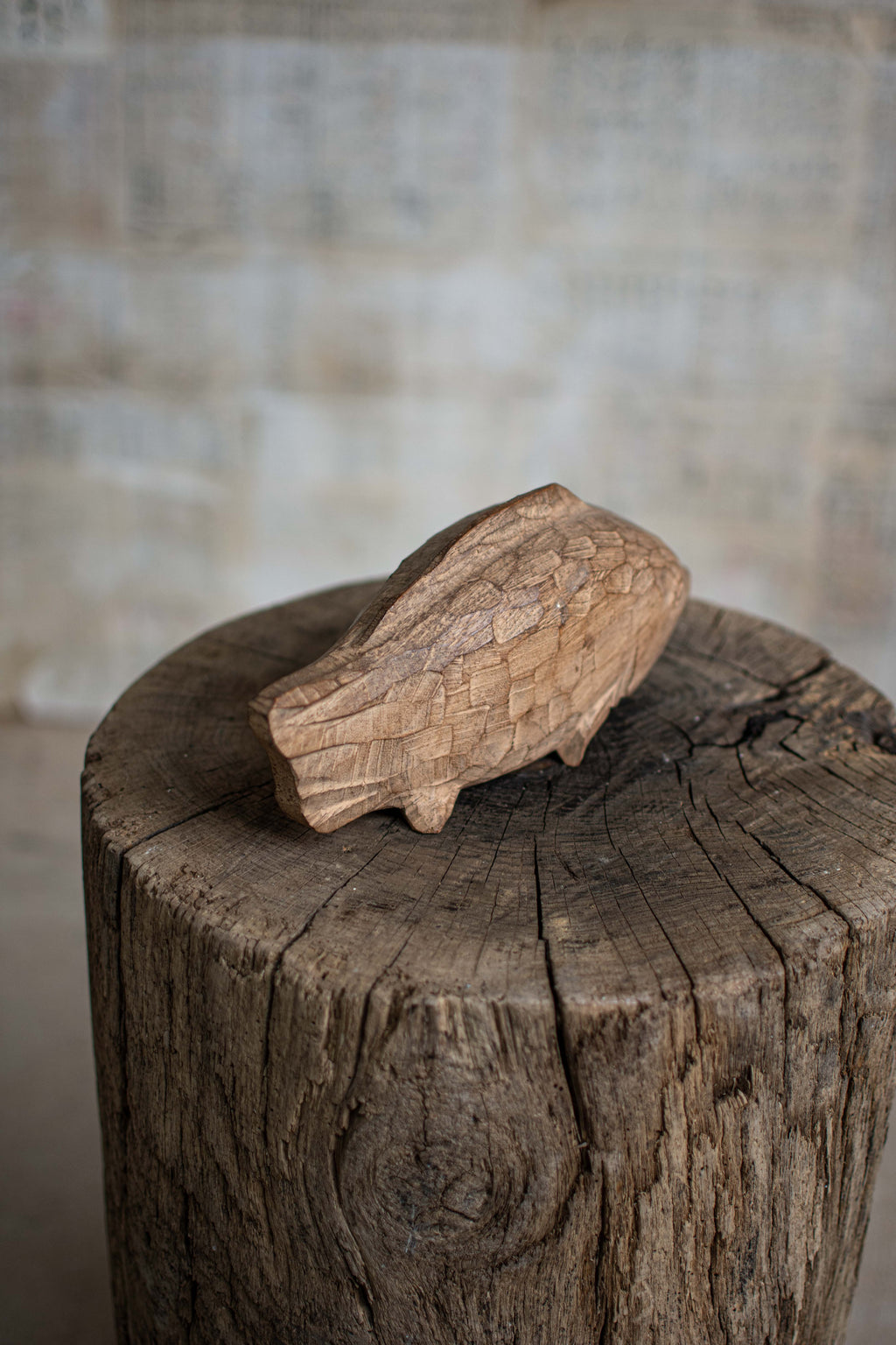Hand-Carved Wooden Fish Figurine (Kibori)