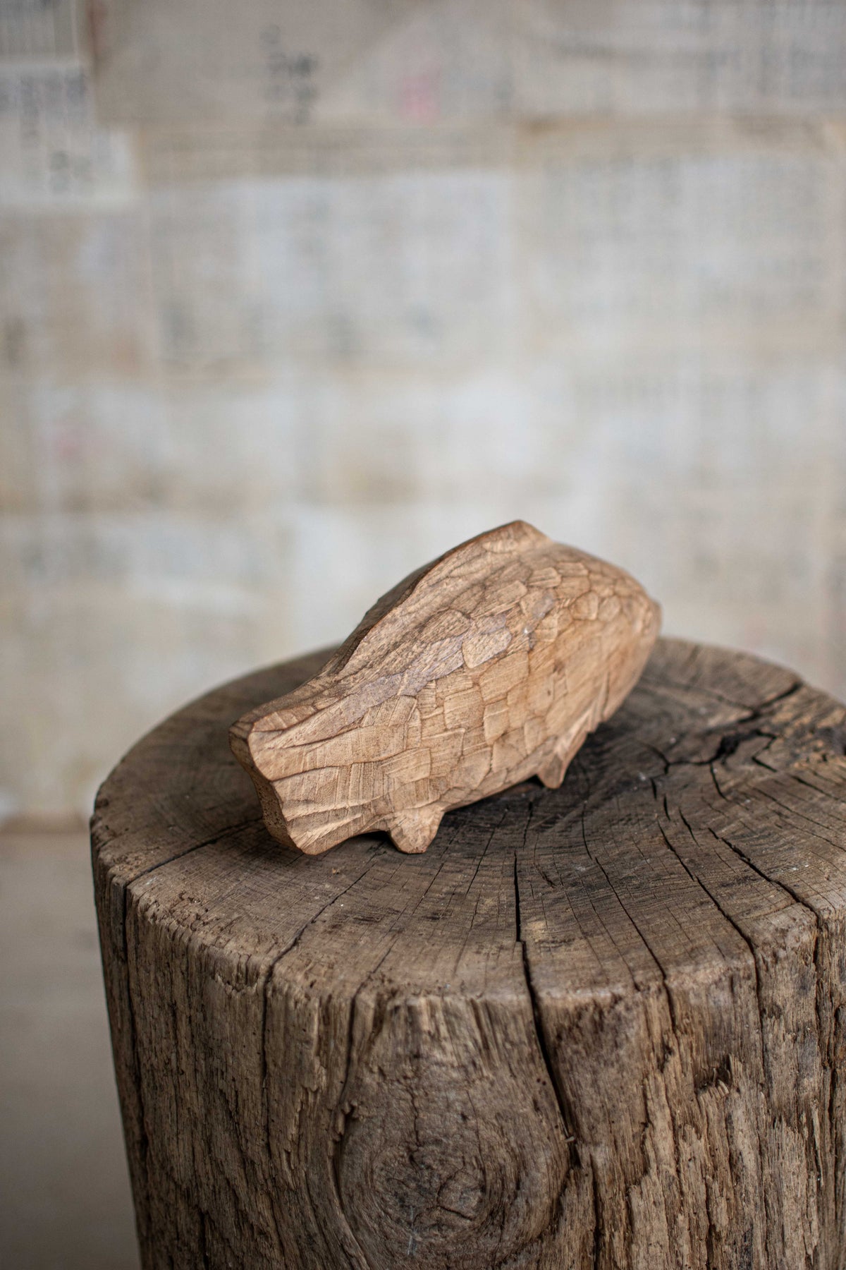 Hand-Carved Wooden Fish Figurine (Kibori)