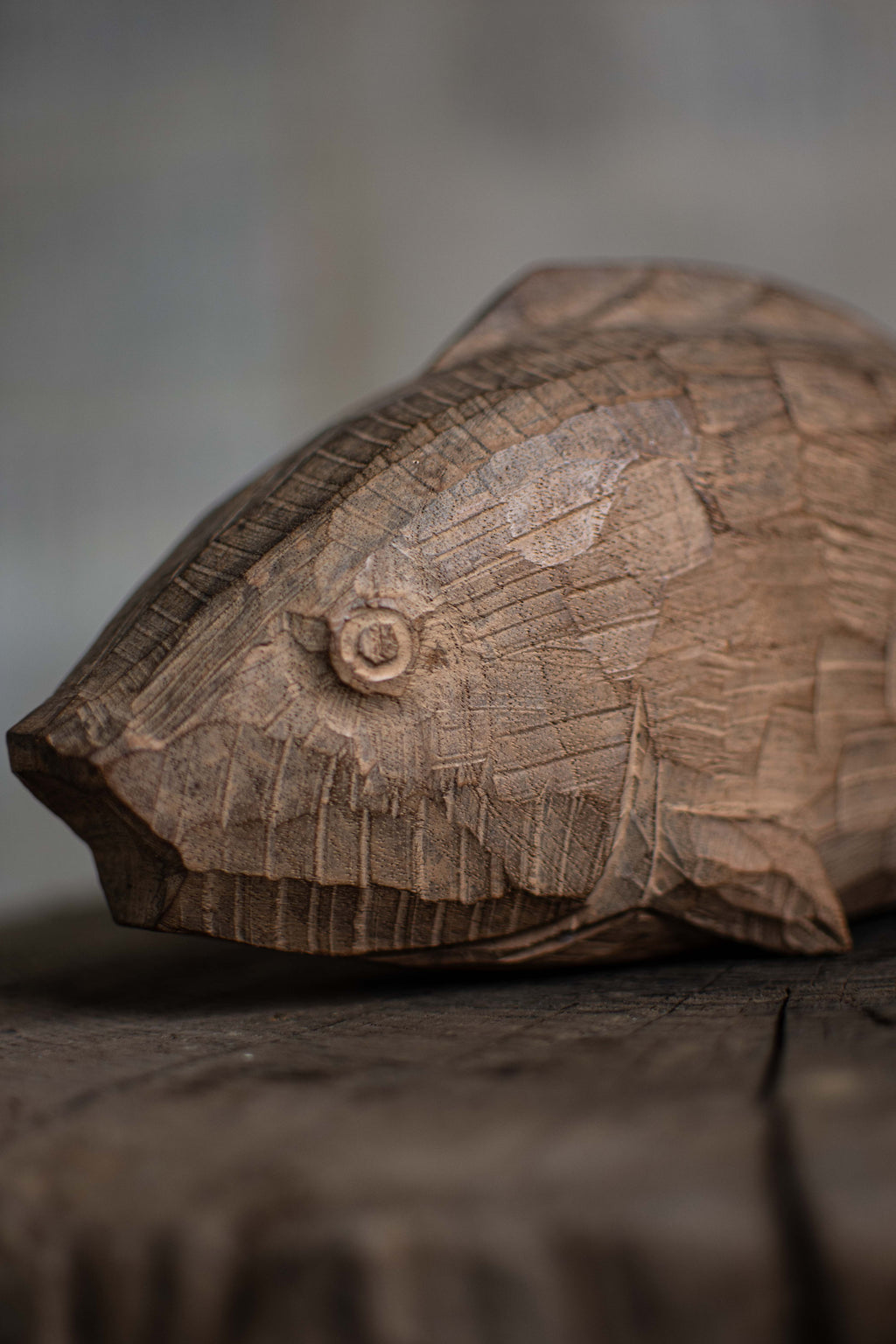 Hand-Carved Wooden Fish Figurine (Kibori)