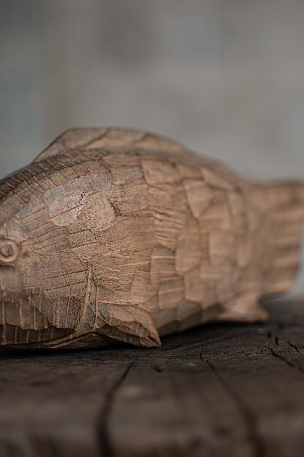 Hand-Carved Wooden Fish Figurine (Kibori)