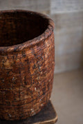 37cm Tall Ikkan-Bari Basket - Persimmon-dyed Washi