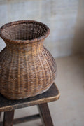 Antique Bamboo Basket - Biku Form Flower & Storage Vessel