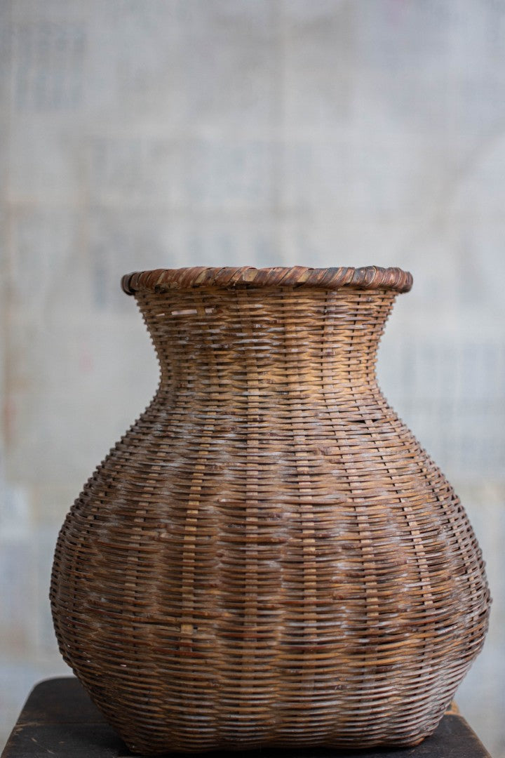 Antique Bamboo Basket - Biku Form Flower & Storage Vessel