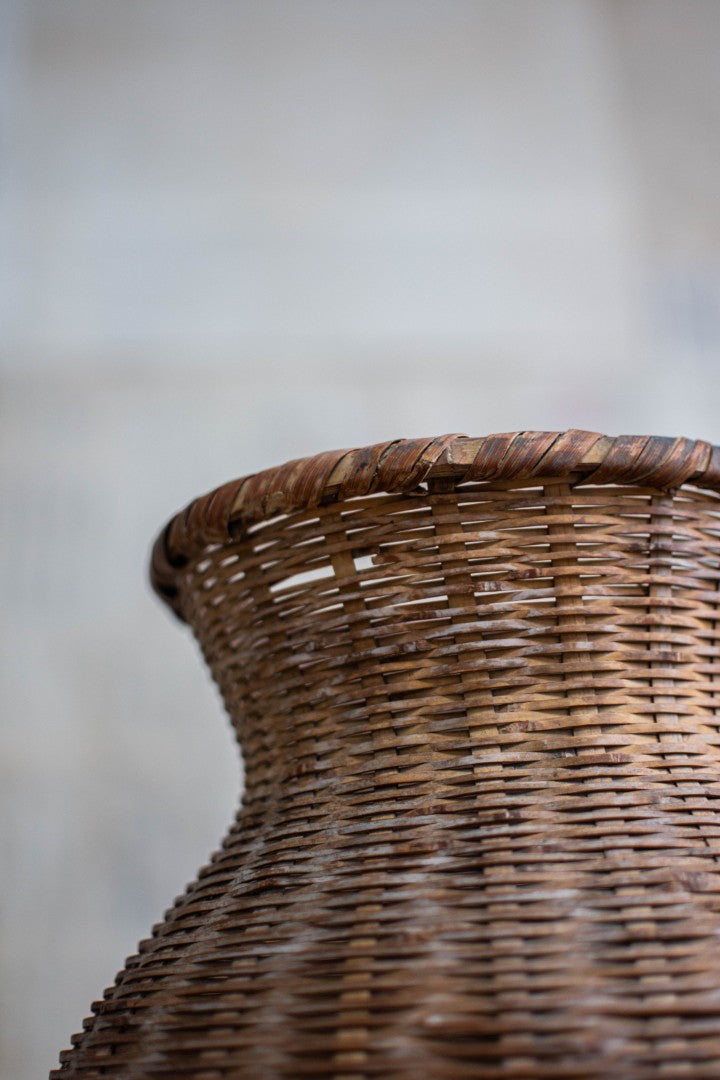 Antique Bamboo Basket - Biku Form Flower & Storage Vessel