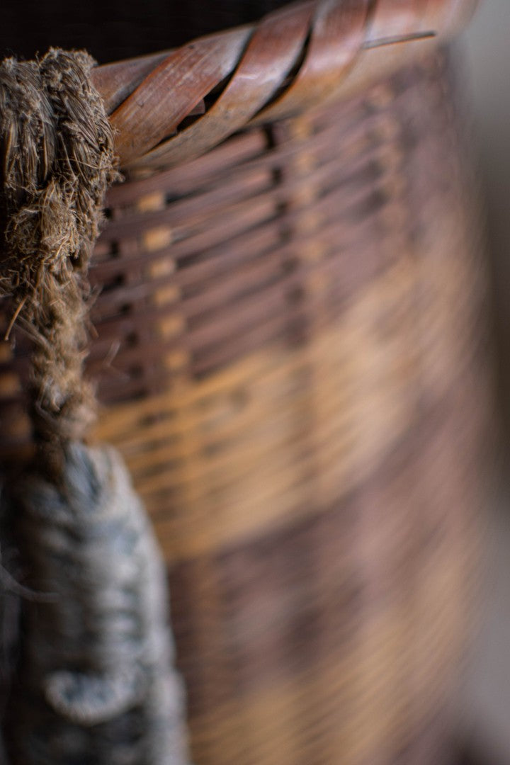 Antique Bamboo Backpack Basket – Woven Oiko Carrying Vessel