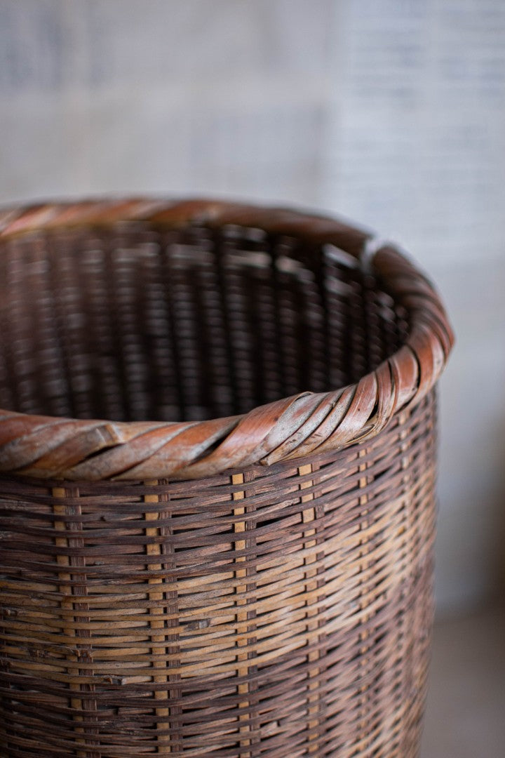 Antique Bamboo Backpack Basket – Woven Oiko Carrying Vessel