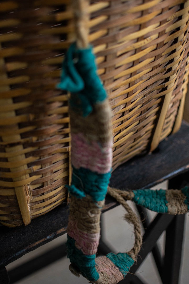 Antique Bamboo Backpack Basket – Woven Oiko Carrying Vessel
