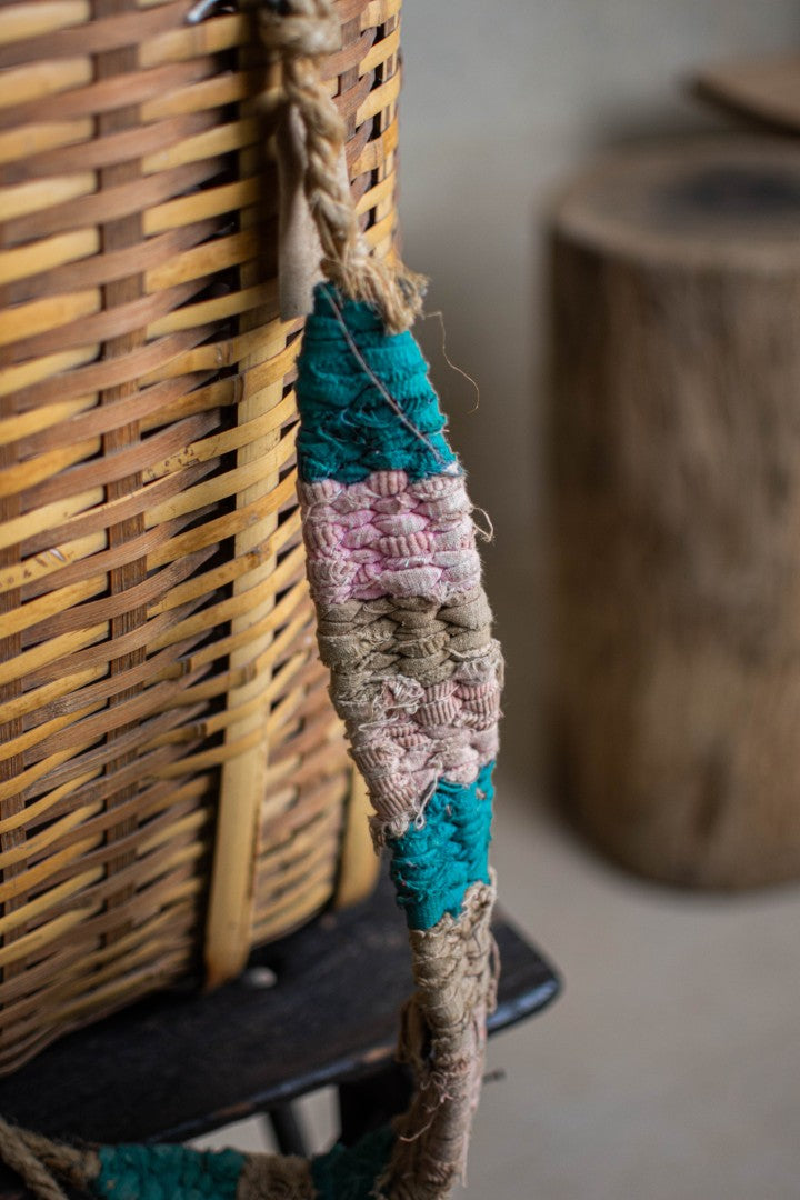 Antique Bamboo Backpack Basket – Woven Oiko Carrying Vessel