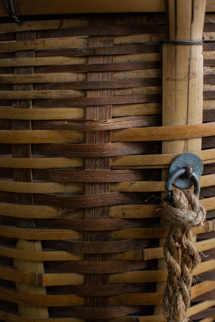 Antique Bamboo Backpack Basket – Woven Oiko Carrying Vessel
