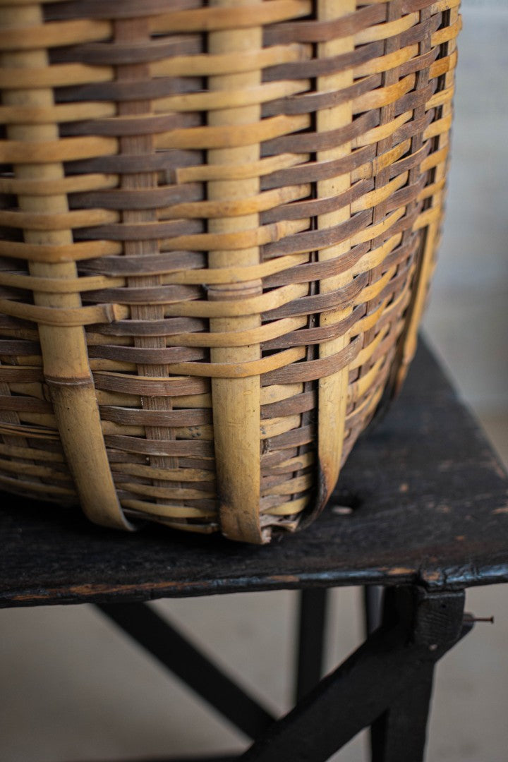 Antique Bamboo Backpack Basket – Woven Oiko Carrying Vessel