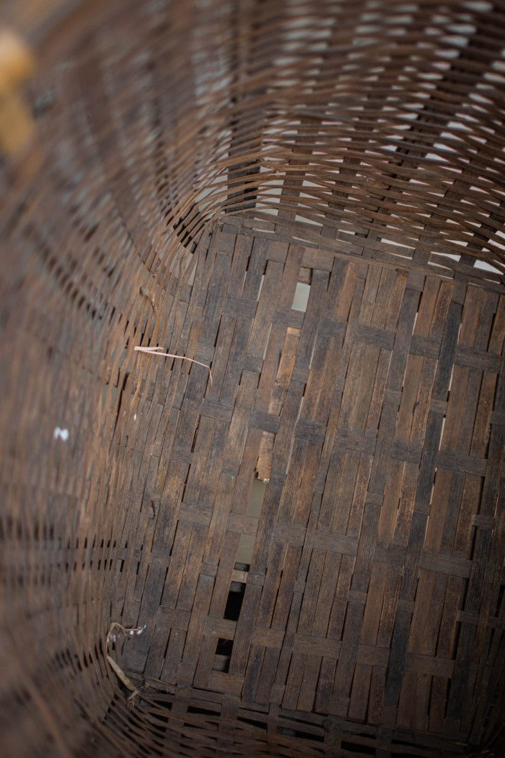 Antique Bamboo Backpack Basket – Woven Oiko Carrying Vessel