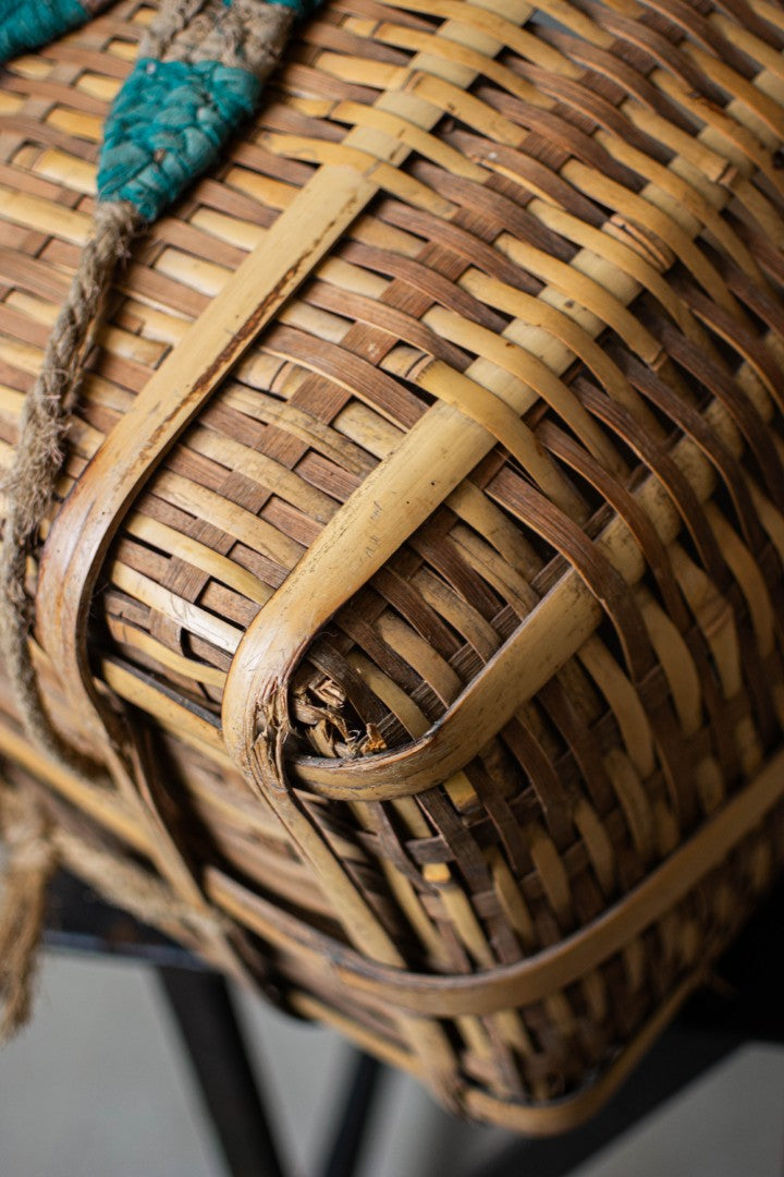 Antique Bamboo Backpack Basket – Woven Oiko Carrying Vessel