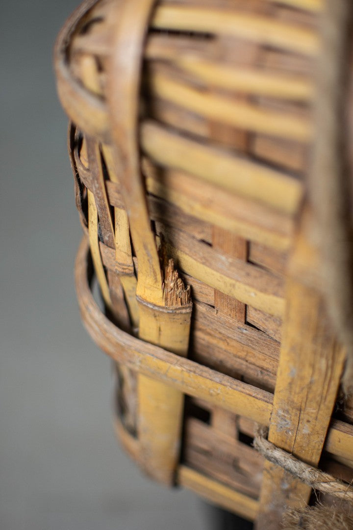 Antique Bamboo Backpack Basket – Woven Oiko Carrying Vessel