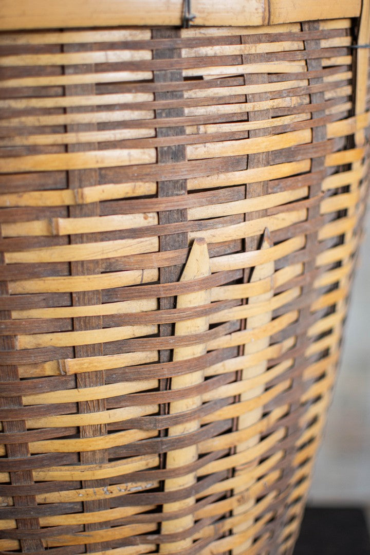 Antique Bamboo Backpack Basket – Woven Oiko Carrying Vessel