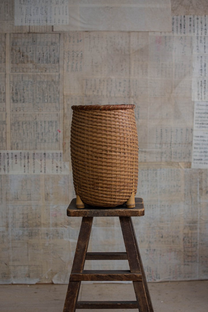 40cm Tall Bamboo Basket - Four-Footed Tall Basket