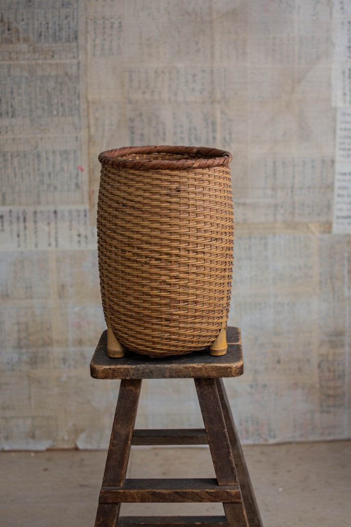 40cm Tall Bamboo Basket - Four-Footed Tall Basket