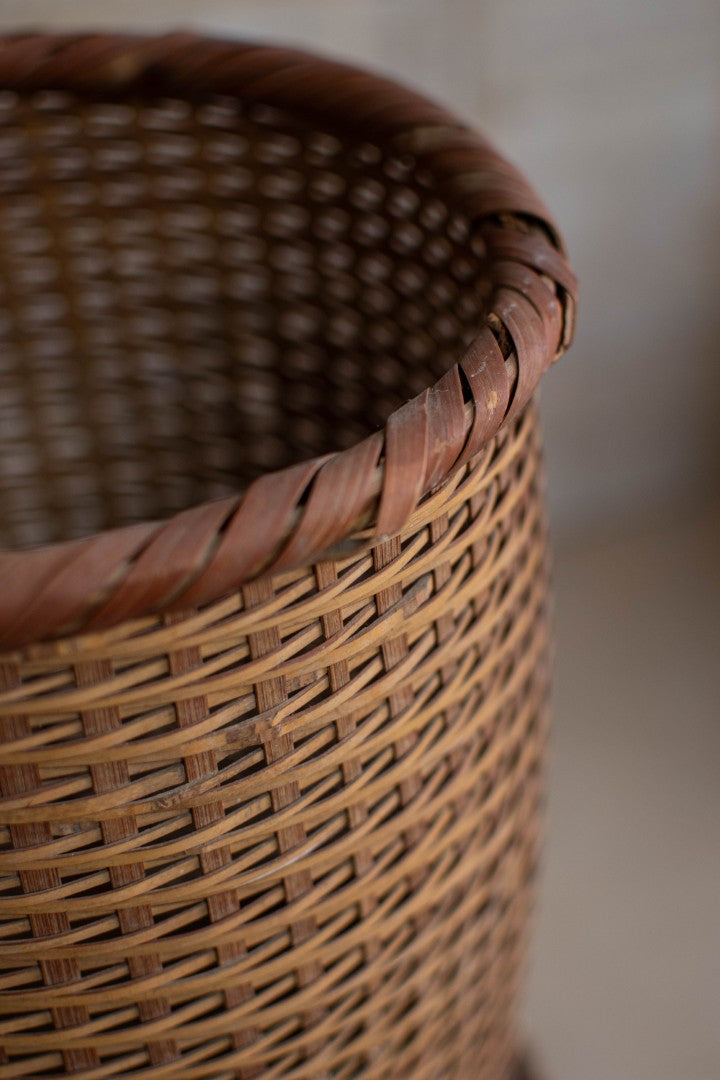 40cm Tall Bamboo Basket - Four-Footed Tall Basket