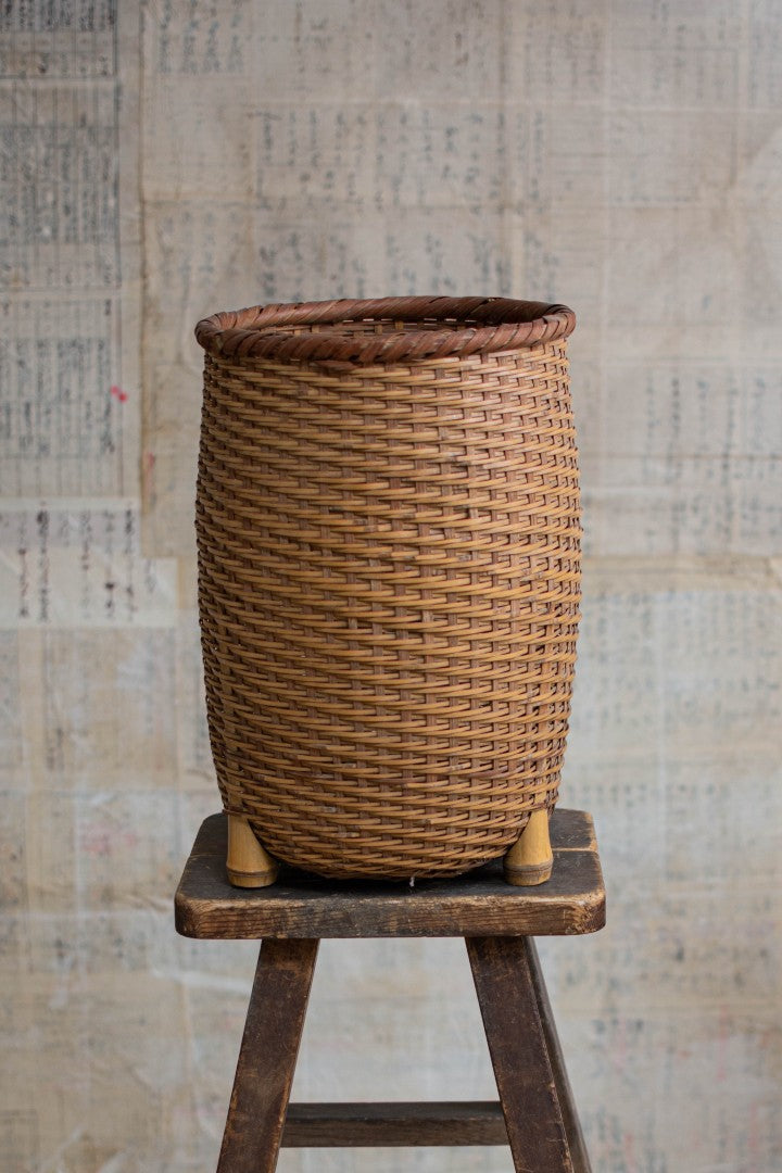 40cm Tall Bamboo Basket - Four-Footed Tall Basket
