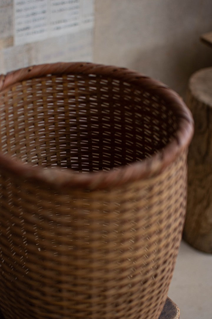 40cm Tall Bamboo Basket - Four-Footed Tall Basket