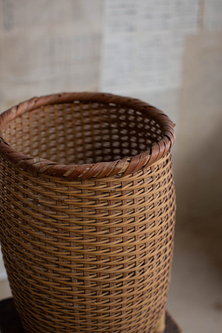 40cm Tall Bamboo Basket - Four-Footed Tall Basket