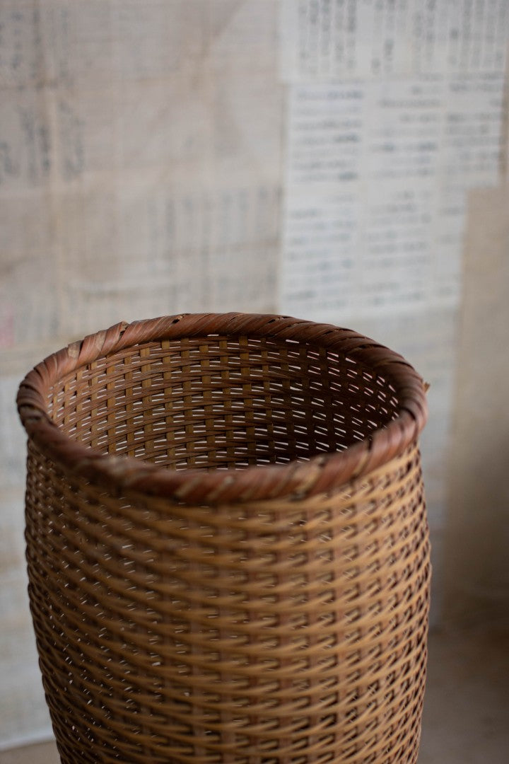 40cm Tall Bamboo Basket - Four-Footed Tall Basket