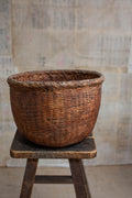 24cm Tall Ikkan-Bari Basket - Persimmon-dyed Utility Basket