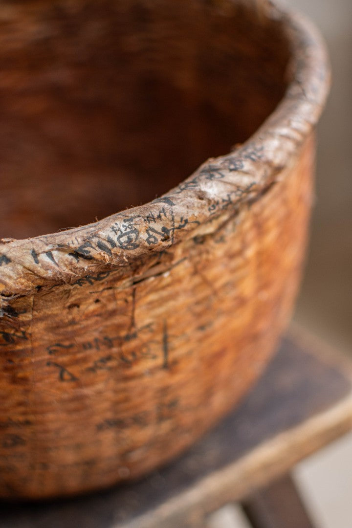 24cm Tall Ikkan-Bari Basket - Persimmon-dyed Utility Basket