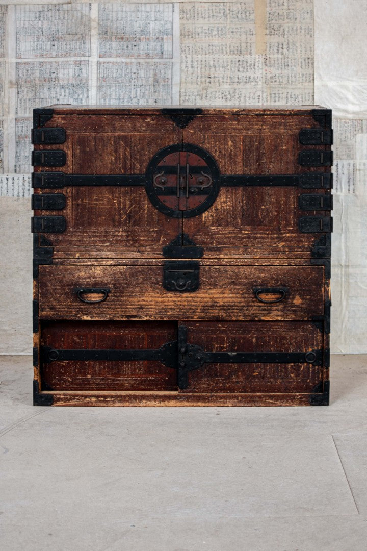19C Antique Japanese Kannon Tansu Chest