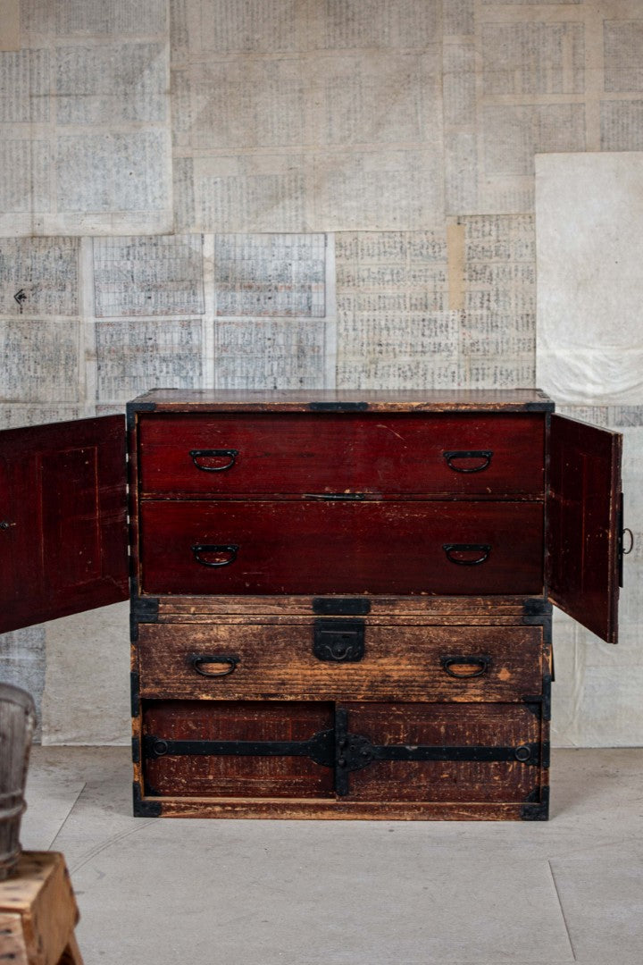 19C Antique Japanese Kannon Tansu Chest