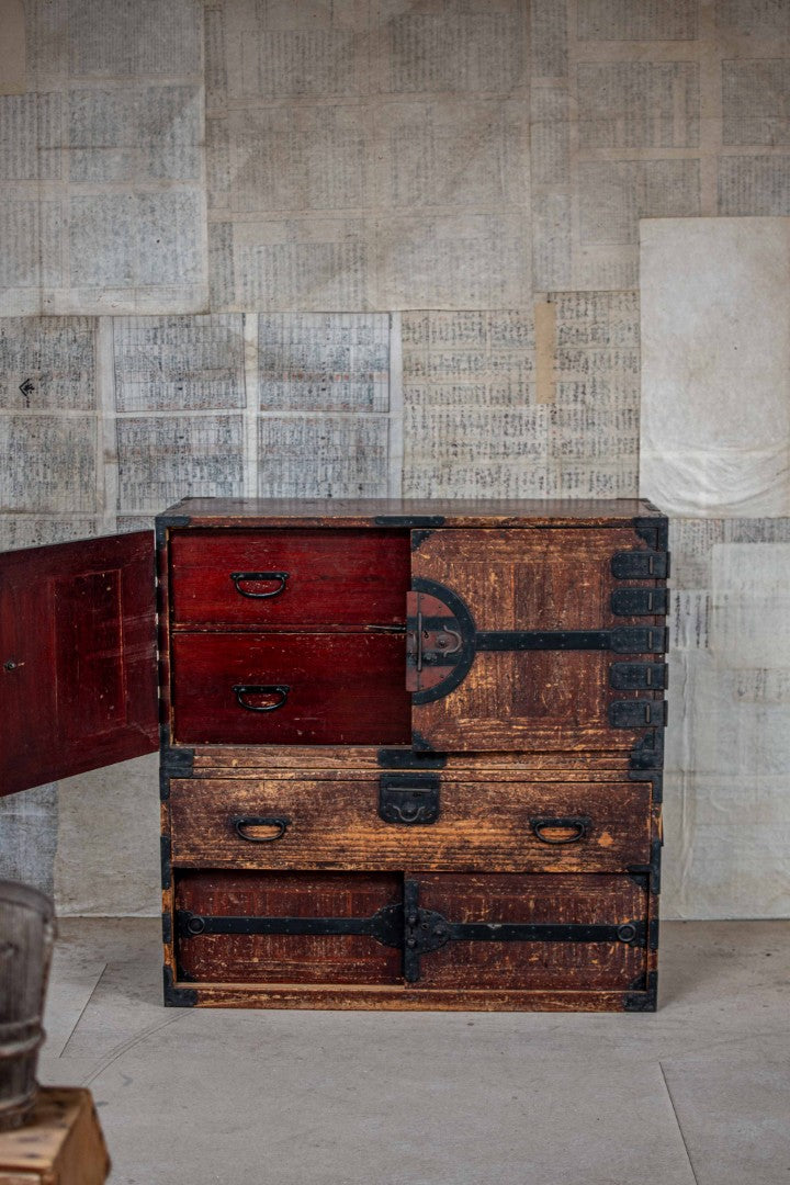 19C Antique Japanese Kannon Tansu Chest