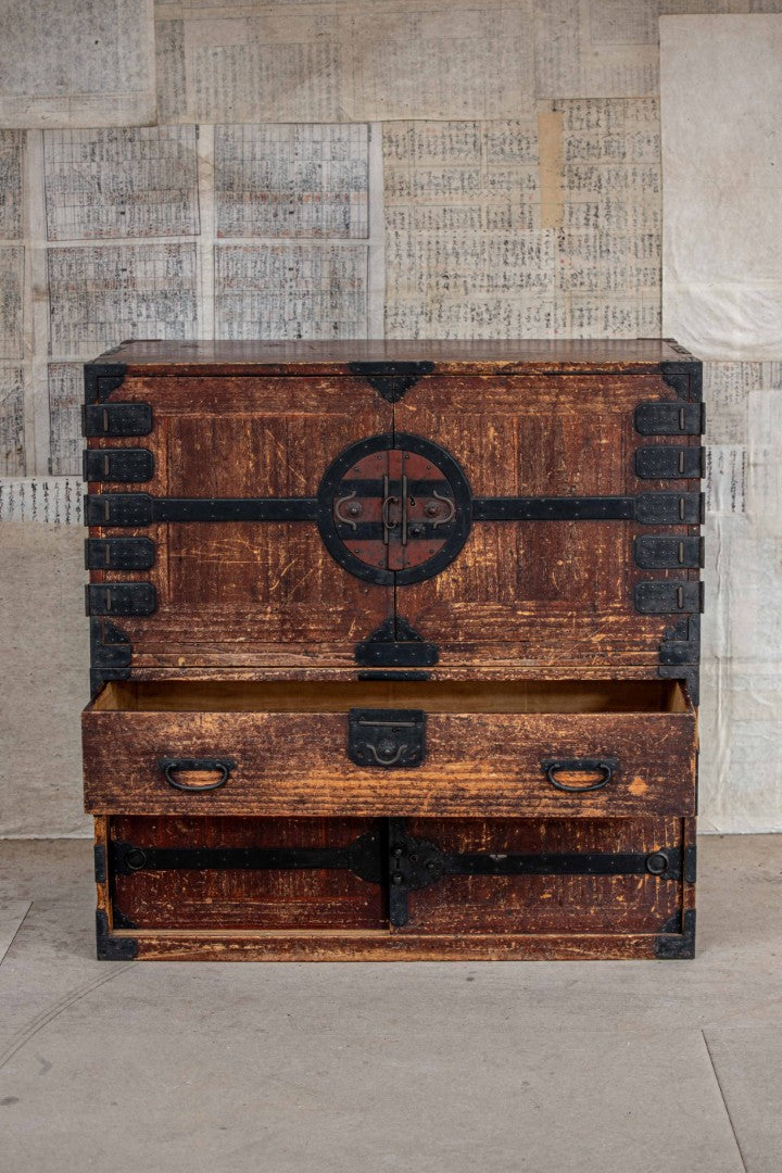 19C Antique Japanese Kannon Tansu Chest