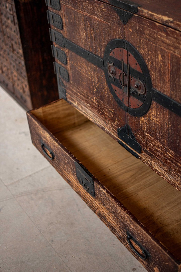 19C Antique Japanese Kannon Tansu Chest