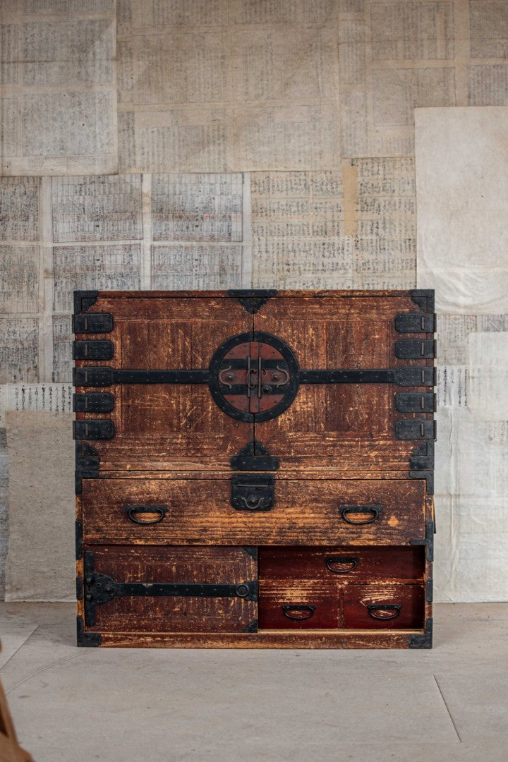 19C Antique Japanese Kannon Tansu Chest