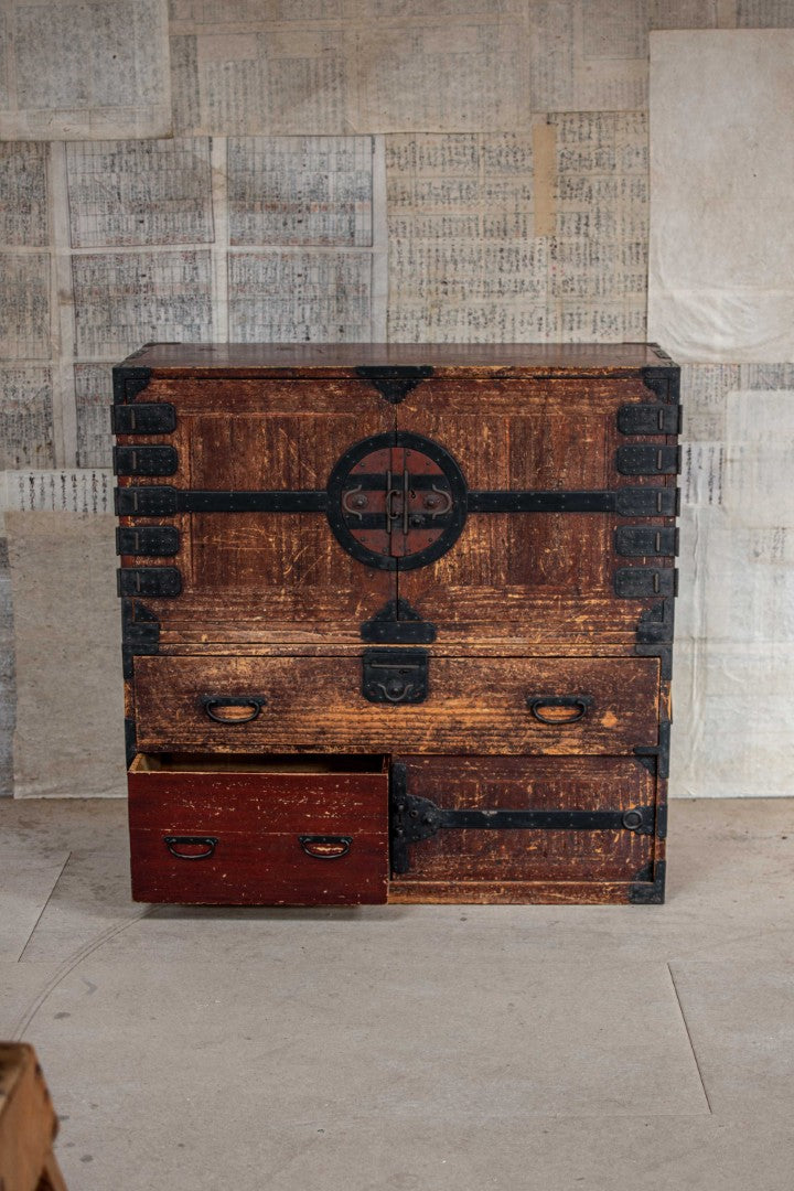 19C Antique Japanese Kannon Tansu Chest