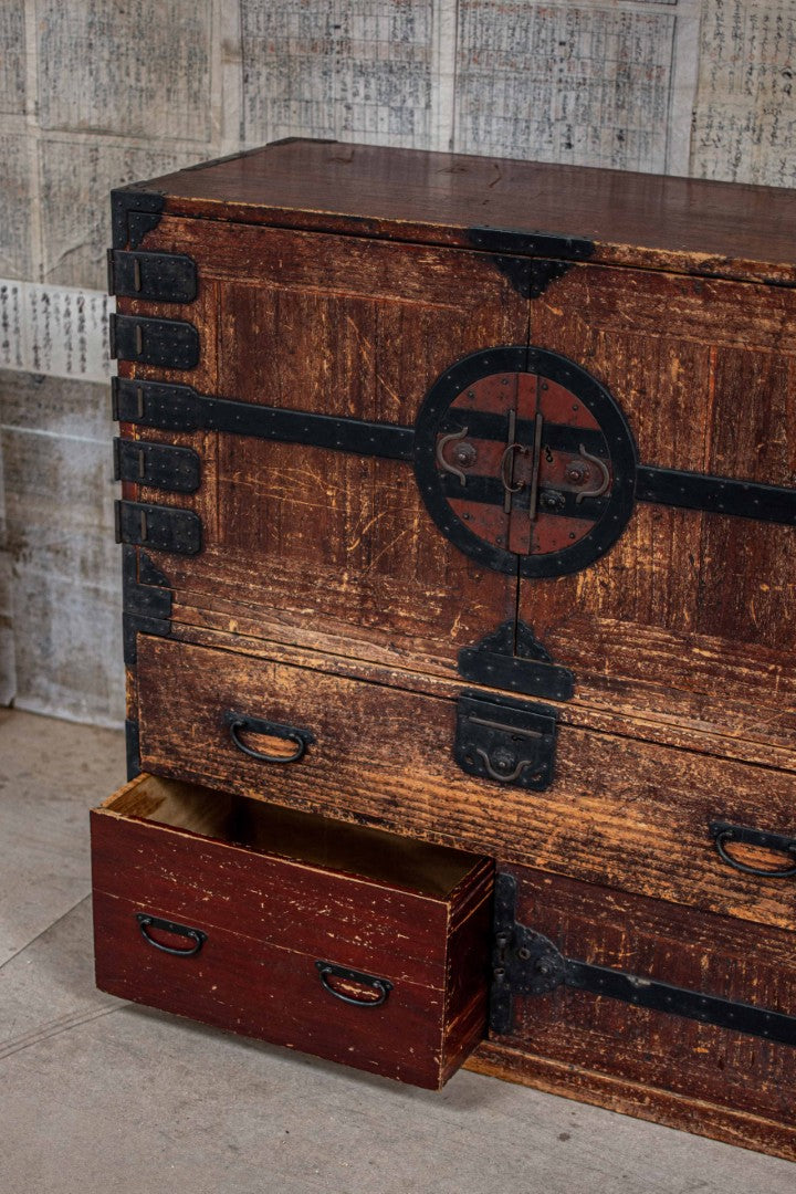19C Antique Japanese Kannon Tansu Chest