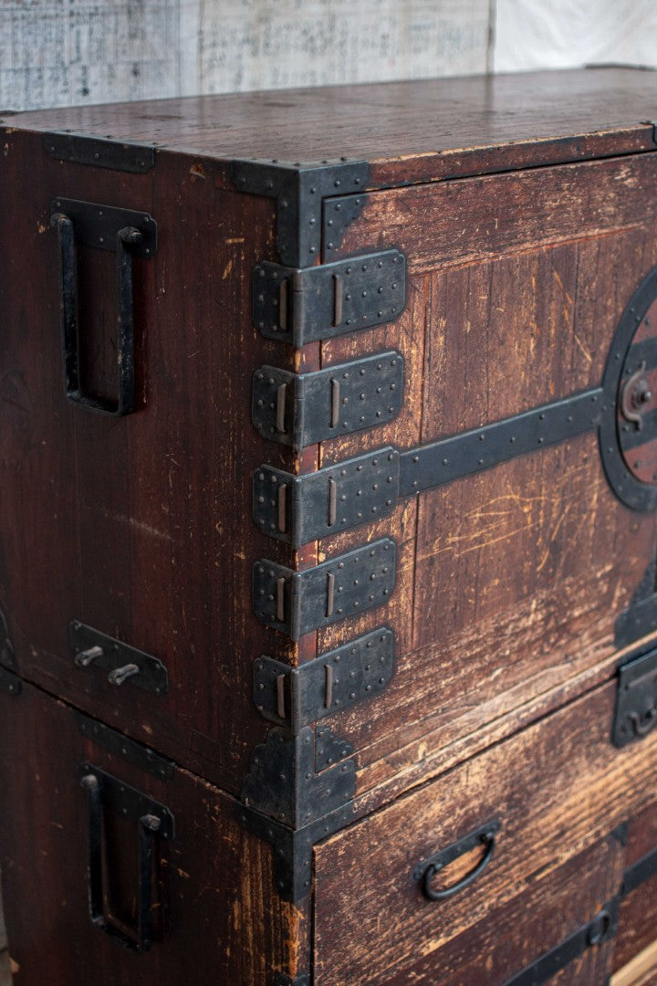 19C Antique Japanese Kannon Tansu Chest