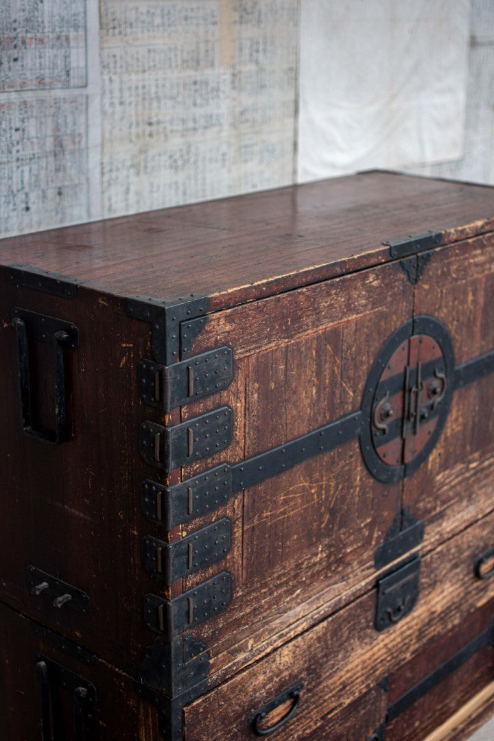 19C Antique Japanese Kannon Tansu Chest
