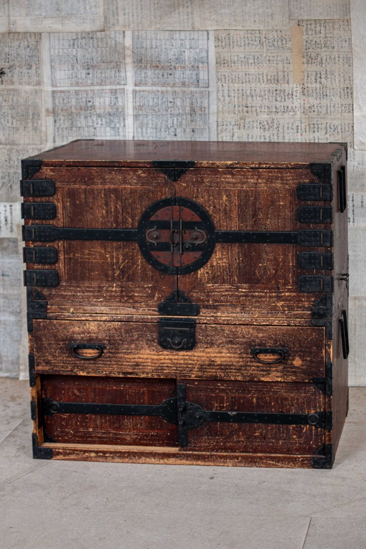 19C Antique Japanese Kannon Tansu Chest