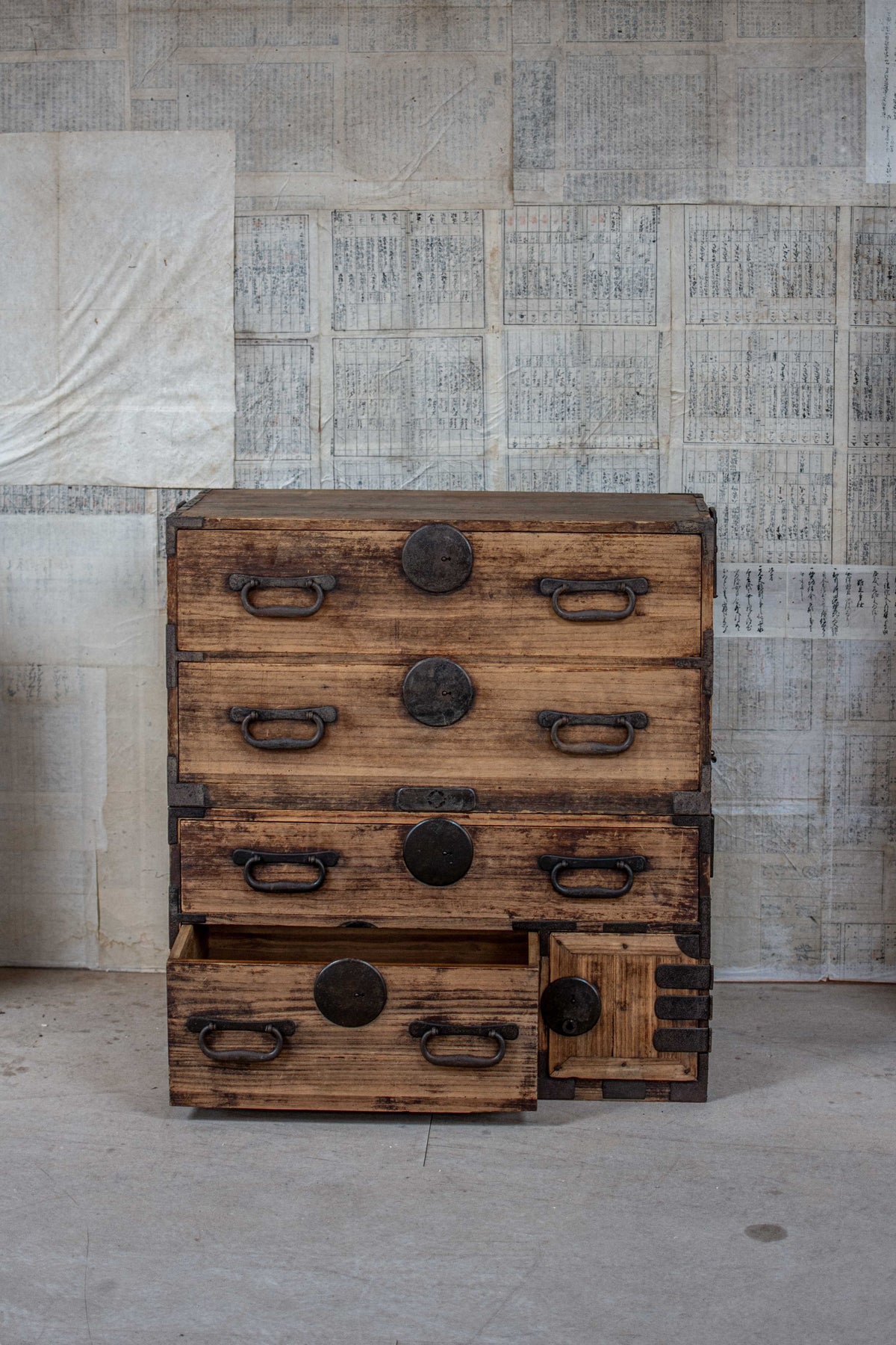 C1900 Weathered Antique Japanese Two-Section Tansu Chest