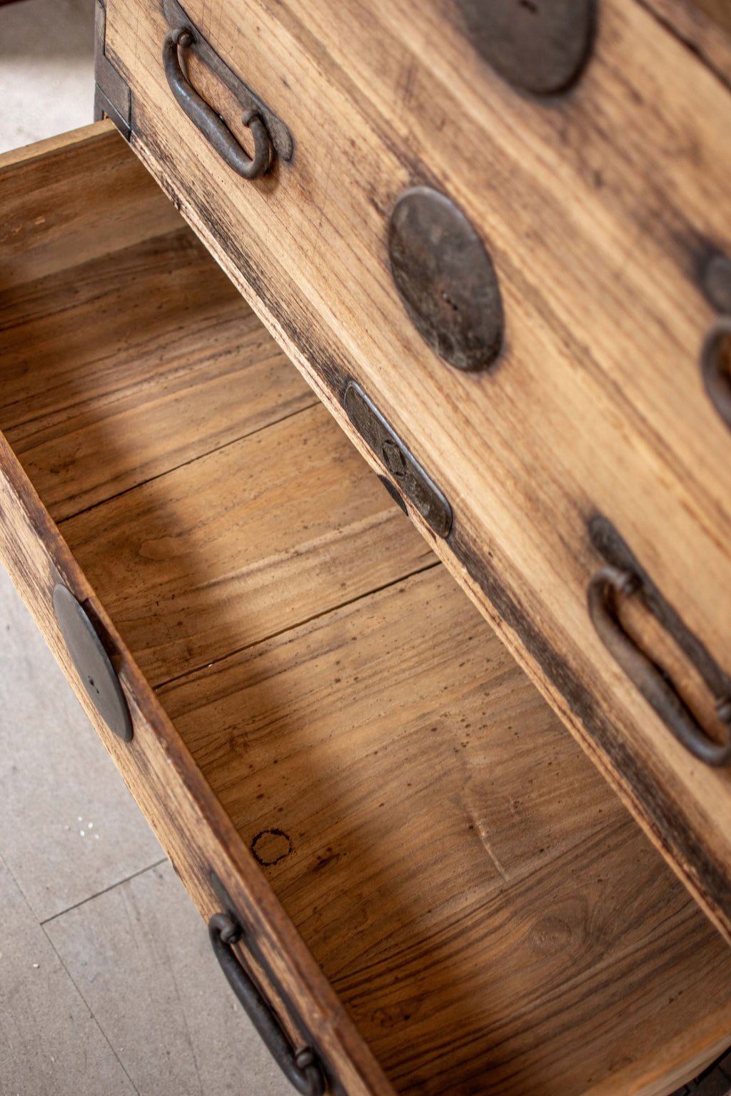 C1900 Weathered Antique Japanese Two-Section Tansu Chest