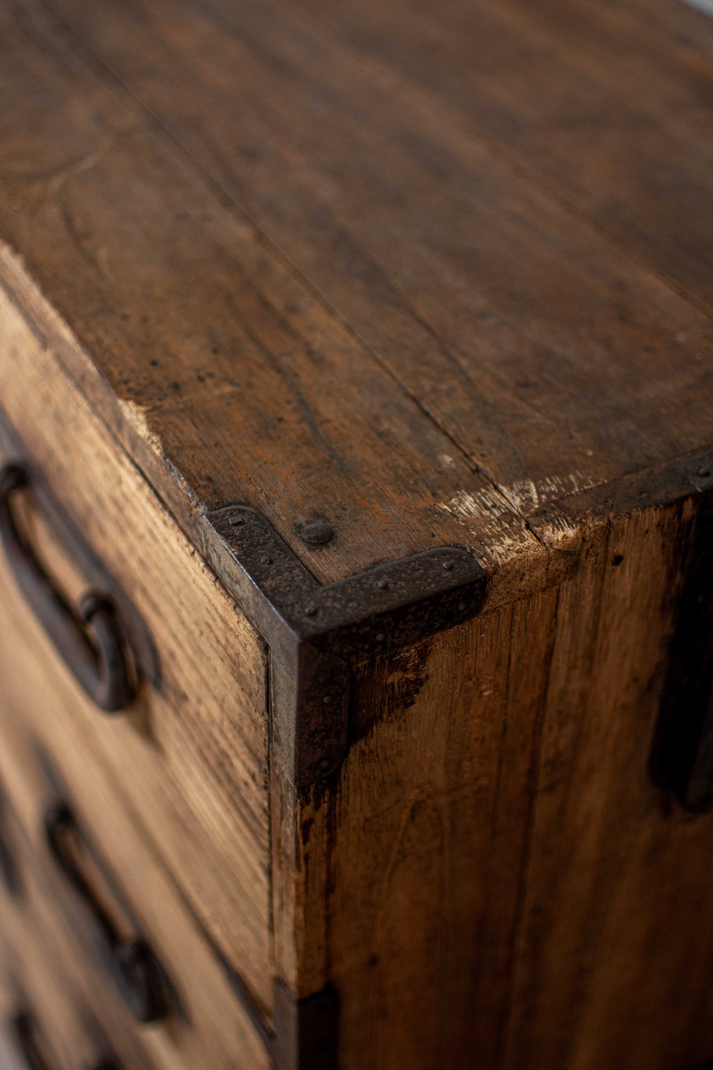 C1900 Weathered Antique Japanese Two-Section Tansu Chest