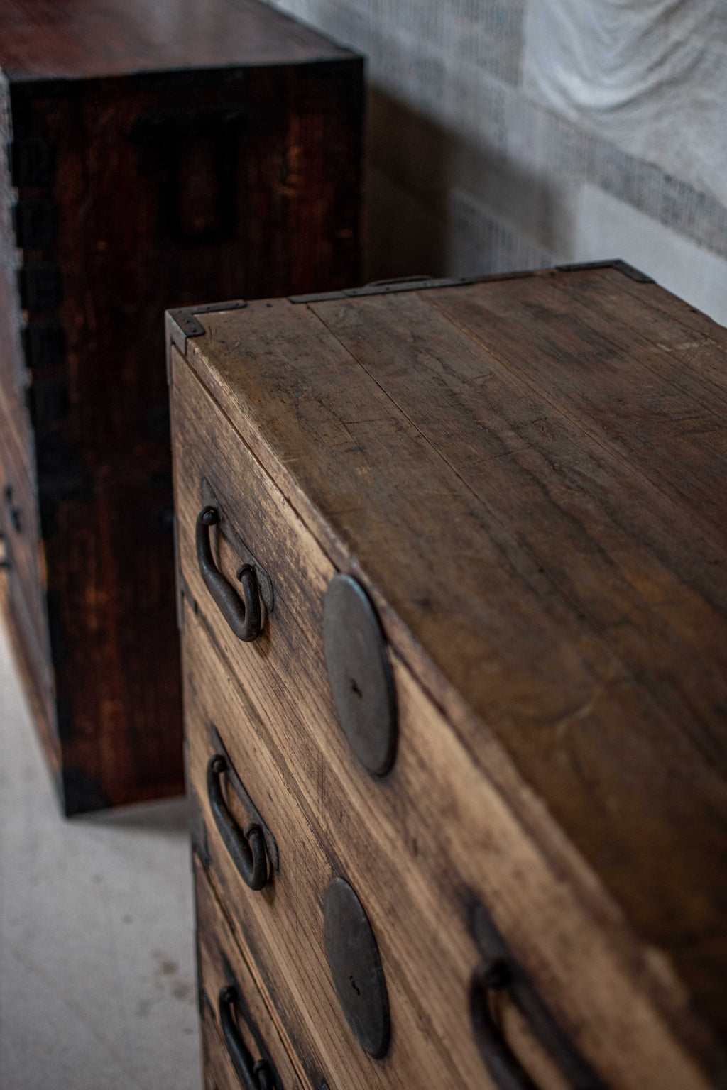 C1900 Weathered Antique Japanese Two-Section Tansu Chest